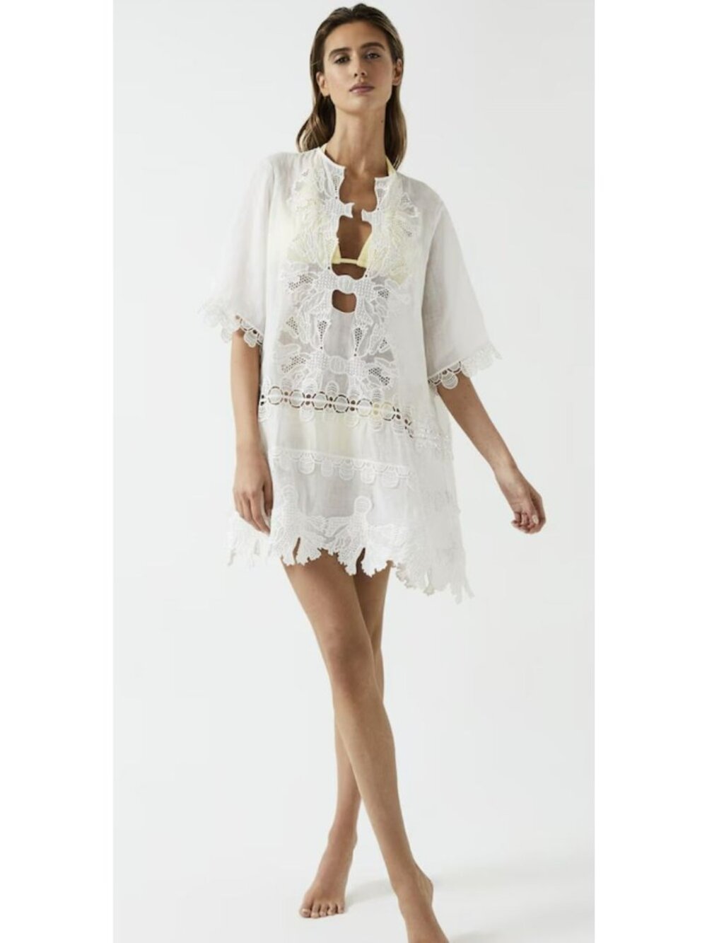 Reiss Etta Embroidered Coverup Swimwear Beach Dress Size 8 New - Picture 4 of 9